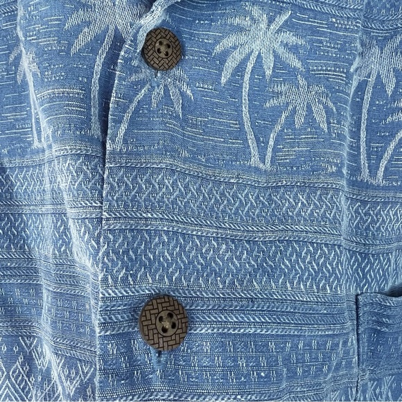 Men’s Silk Hawaiian Shirt Washable Button Down XXL Tropical Palm Jacquard Aloha - Picture 9 of 10